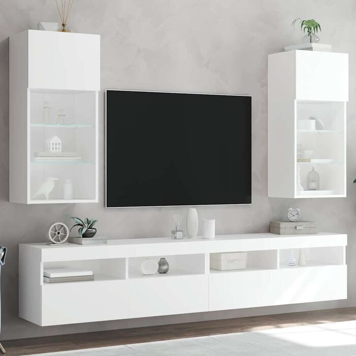 Vidaxl Lot de 2 meubles TV muraux LED blancs - Jusqu'à 35% de réduction