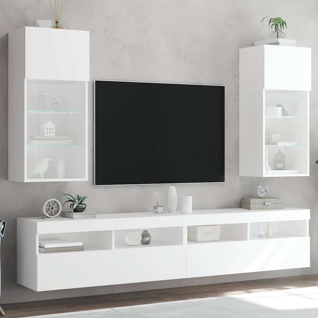 Vidaxl Lot de 2 meubles TV muraux LED blancs - Jusqu'à 35% de réduction