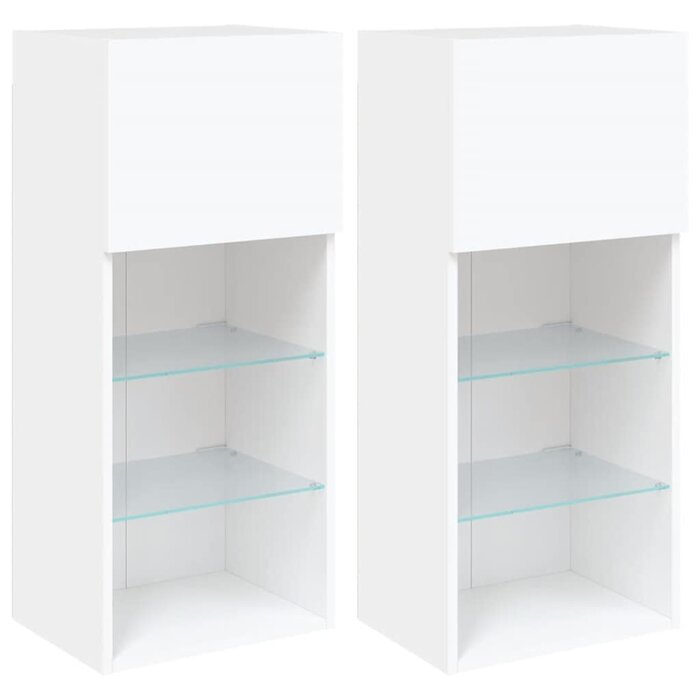 Vidaxl Lot de 2 meubles TV muraux LED blancs - Jusqu'à 35% de réduction