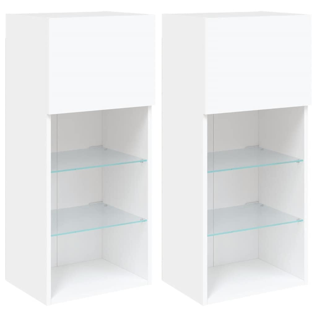 Vidaxl Lot de 2 meubles TV muraux LED blancs - Jusqu'à 35% de réduction