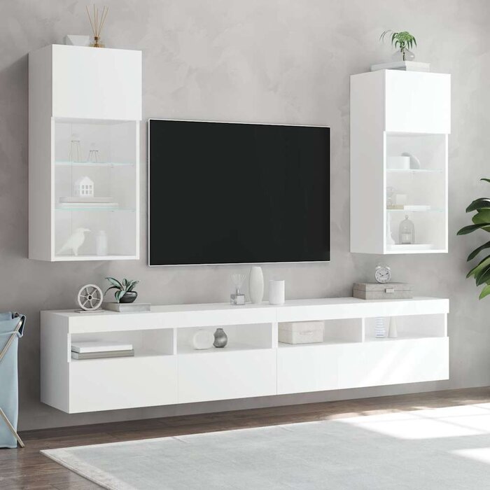 Vidaxl Lot de 2 meubles TV muraux LED blancs - Jusqu'à 35% de réduction