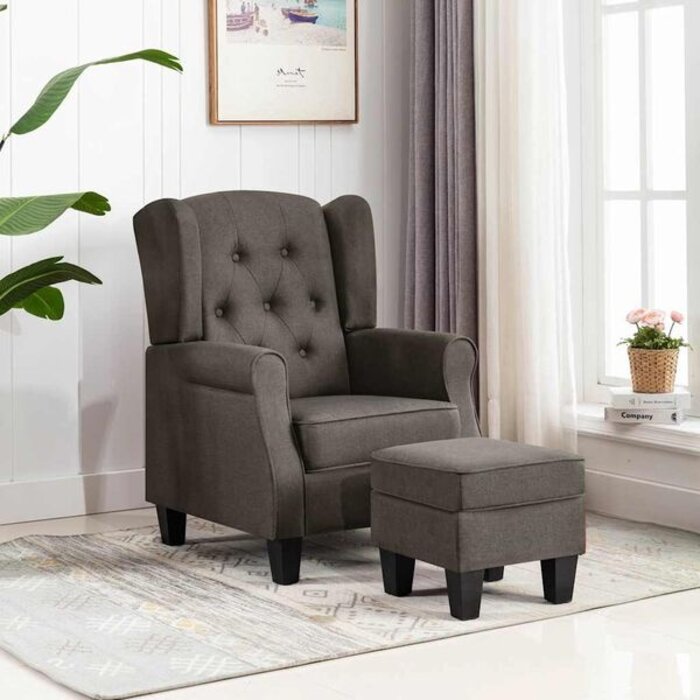 Vidaxl Fauteuil taupe avec repose-pieds - Confort moderne - Jusqu'à -35%