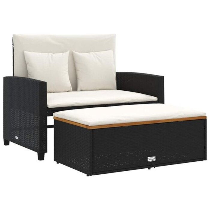 Vidaxl Banc de jardin 2 places modulable avec repose-pieds - Jusqu'à -35%