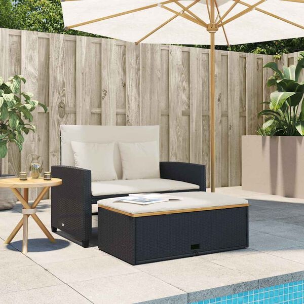 Vidaxl Banc de jardin 2 places modulable avec repose-pieds - Jusqu'à -35%