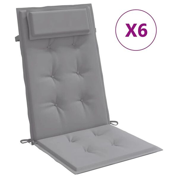 Vidaxl Lot de 6 coussins pour chaise haute, gris, 120x50cm - Jusqu'à -34%
