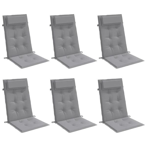 Vidaxl Lot de 6 coussins pour chaise haute, gris, 120x50cm - Jusqu'à -34%