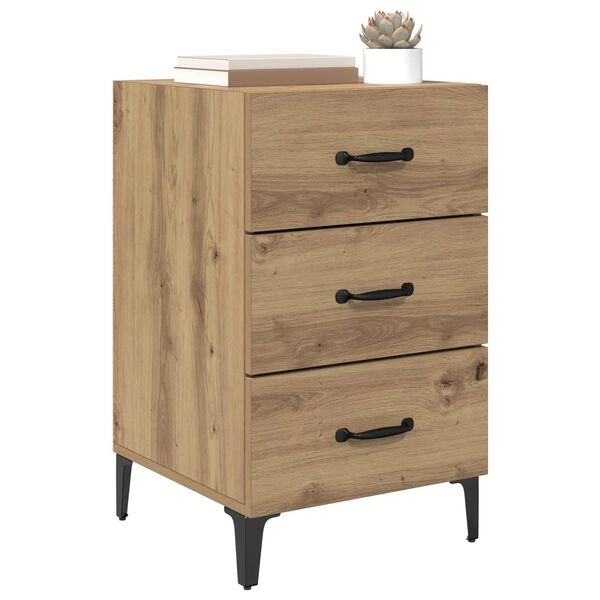 Vidaxl Table de chevet rustique bois et fer - 3 tiroirs - Jusqu'à -34% sur le modèle