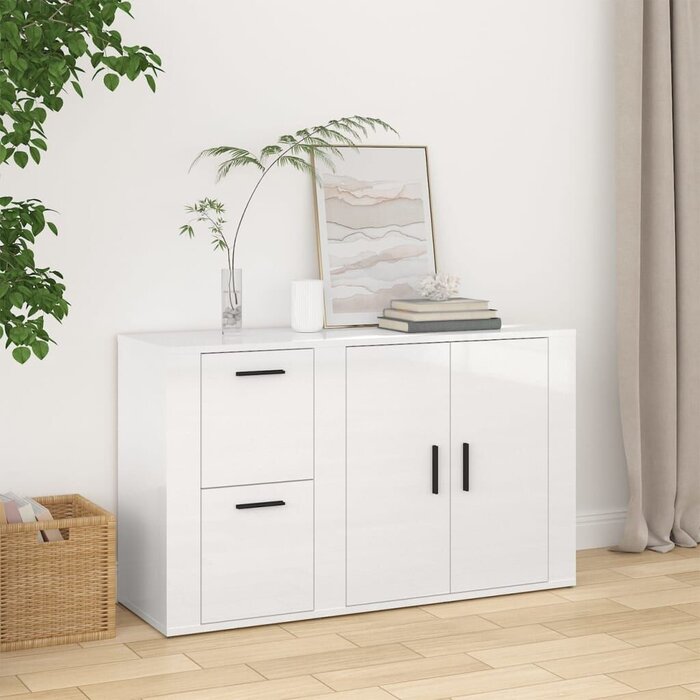 Vidaxl Buffet blanc brillant 100cm - Design moderne - Jusqu'à -34%