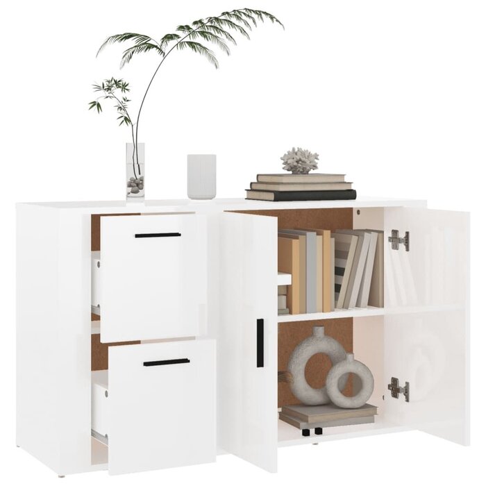 Vidaxl Buffet blanc brillant 100cm - Design moderne - Jusqu'à -34%