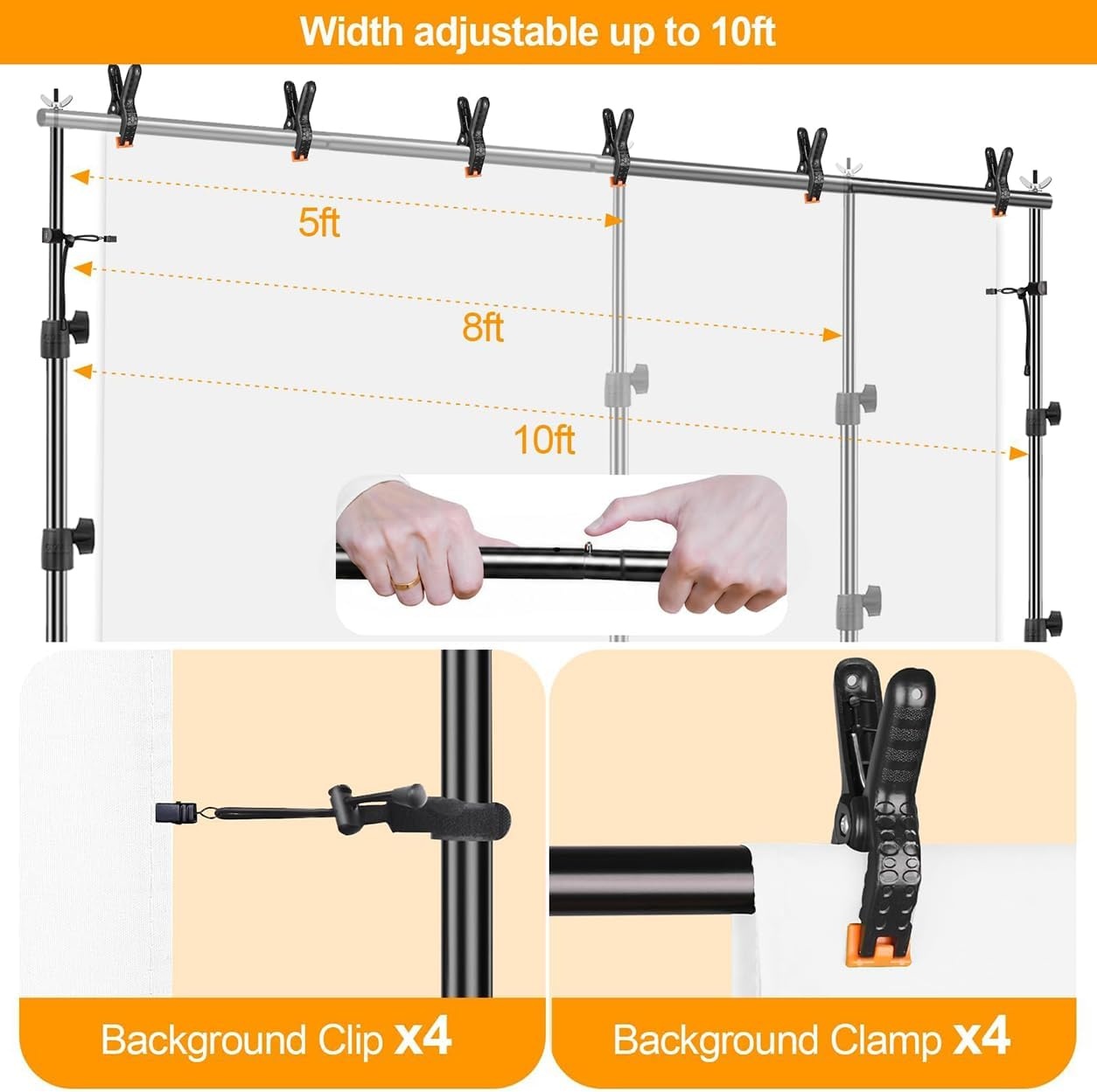 Support de fond studio photo réglable 2,6x3m - Jusqu'à -34% sur l'outlet