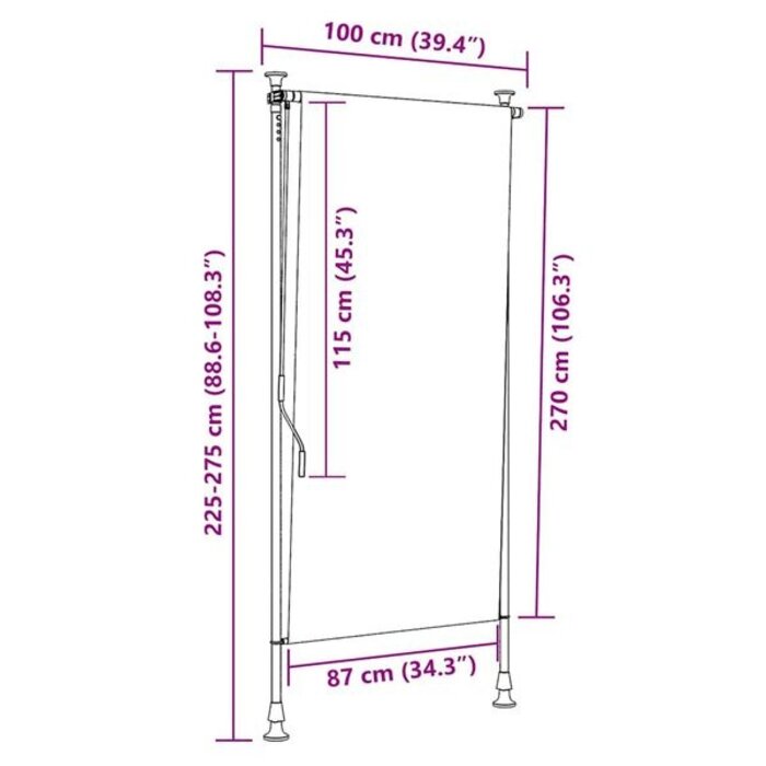 Vidaxl Store Enrouleur Extérieur 100x270 cm - Anthracite - Jusqu'à -33%