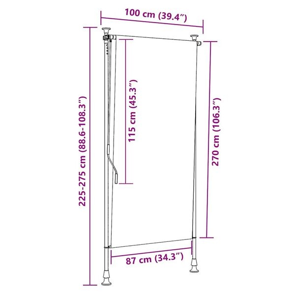 Vidaxl Store Enrouleur Extérieur 100x270 cm - Anthracite - Jusqu'à -33%