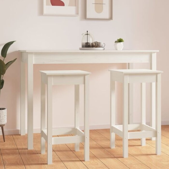 Vidaxl Lot de 2 tabourets de bar en pin massif blanc - Jusqu'à -34%