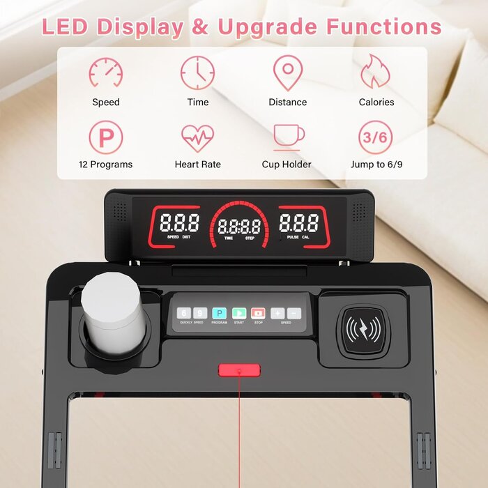 Tapis de course pliable 12 km/h - Bluetooth & LED - Jusqu'à 35% de réduction