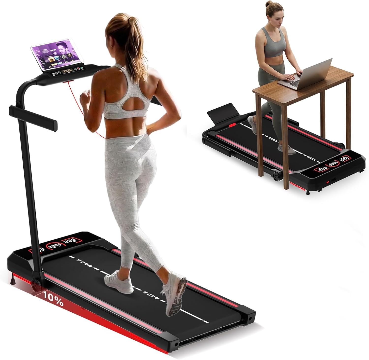 Tapis de course pliable 12 km/h - Bluetooth & LED - Jusqu'à 35% de réduction