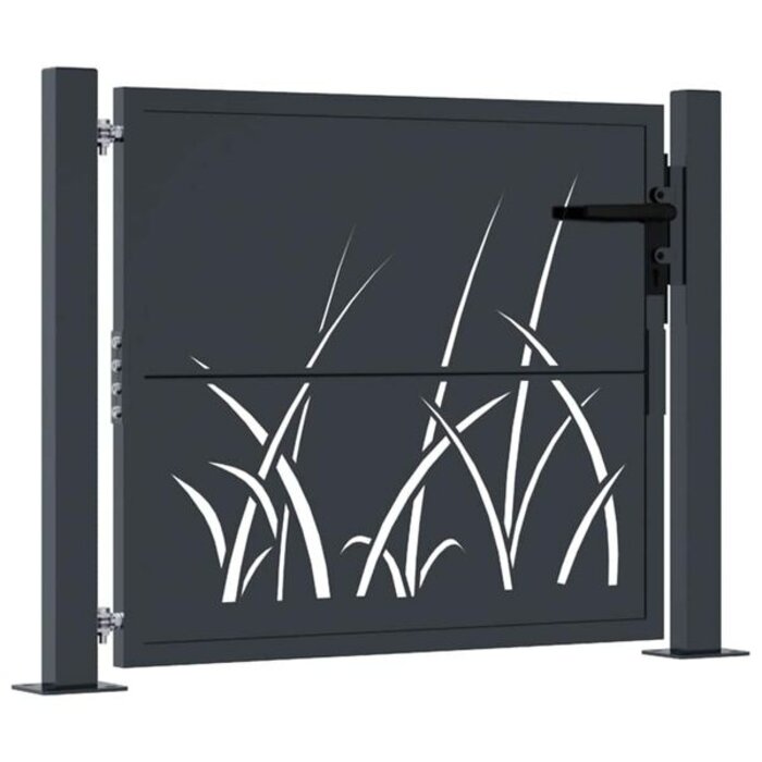 Vidaxl Portillon de jardin acier anthracite motif herbier - Jusqu'à -35%