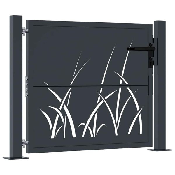 Vidaxl Portillon de jardin acier anthracite motif herbier - Jusqu'à -35%
