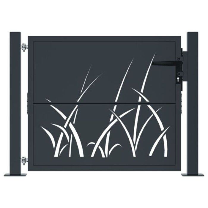 Vidaxl Portillon de jardin acier anthracite motif herbier - Jusqu'à -35%