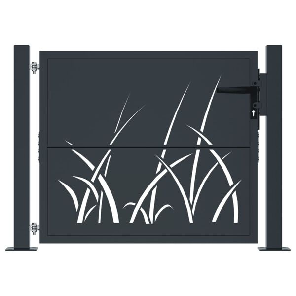 Vidaxl Portillon de jardin acier anthracite motif herbier - Jusqu'à -35%
