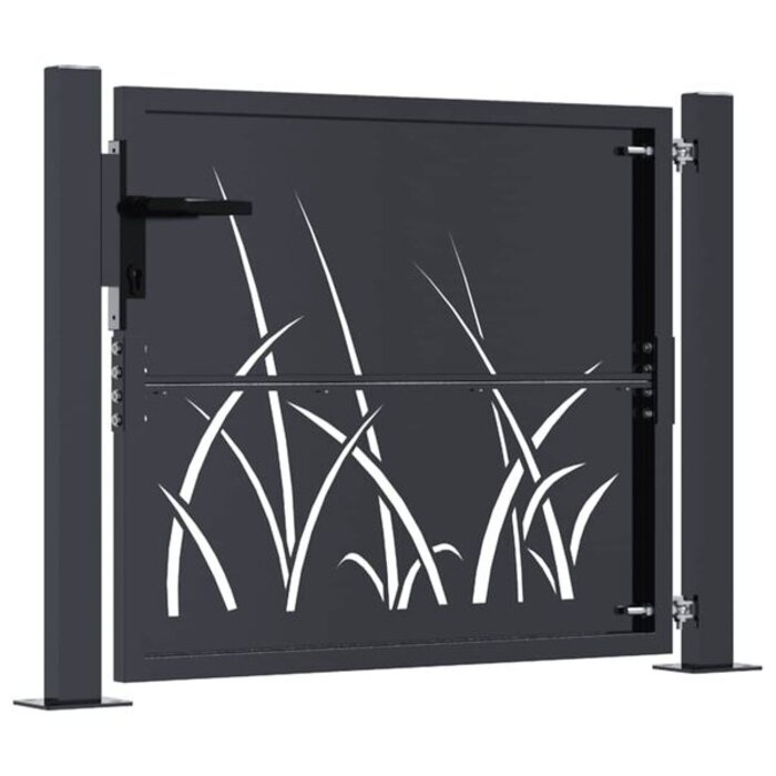 Vidaxl Portillon de jardin acier anthracite motif herbier - Jusqu'à -35%