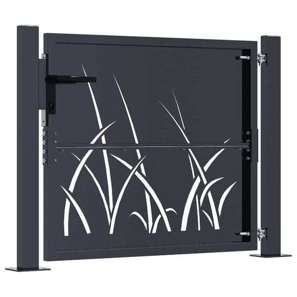 Vidaxl Portillon de jardin acier anthracite motif herbier - Jusqu'à -35%