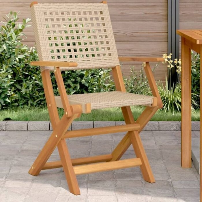 Vidaxl Lot de 2 chaises de jardin pliantes en acacia et poly rotin - Jusqu'à 35% de rabais