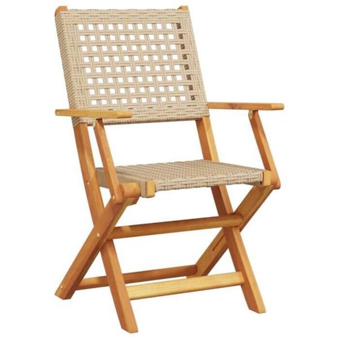 Vidaxl Lot de 2 chaises de jardin pliantes en acacia et poly rotin - Jusqu'à 35% de rabais