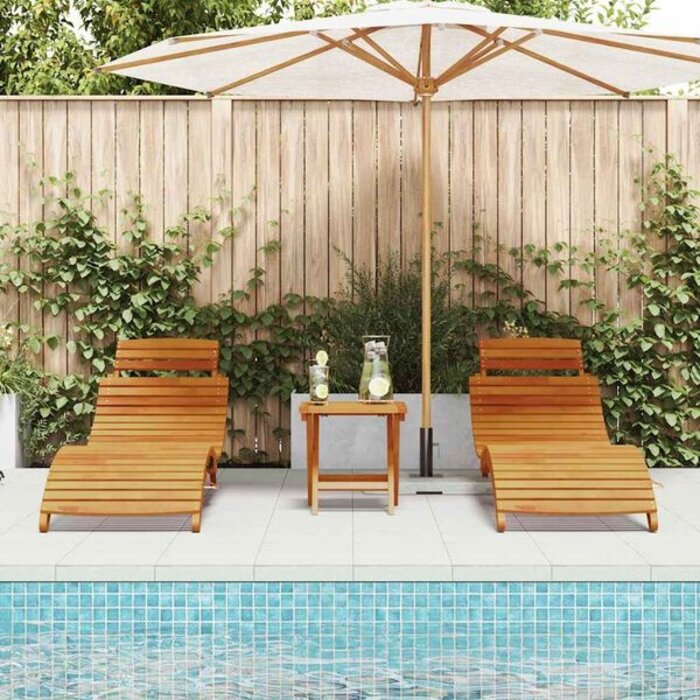 Vidaxl Lot de 2 chaises longues en bois d'acacia massif - Jusqu'à -35%