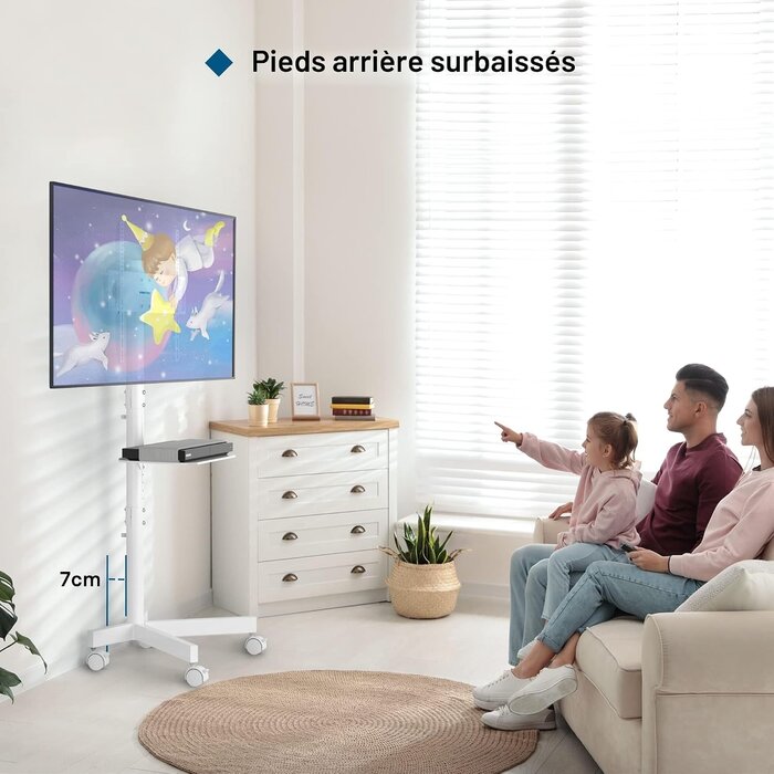 Support TV Mobile Réglable avec Tablette (23-60 pouces) - Jusqu'à -34%