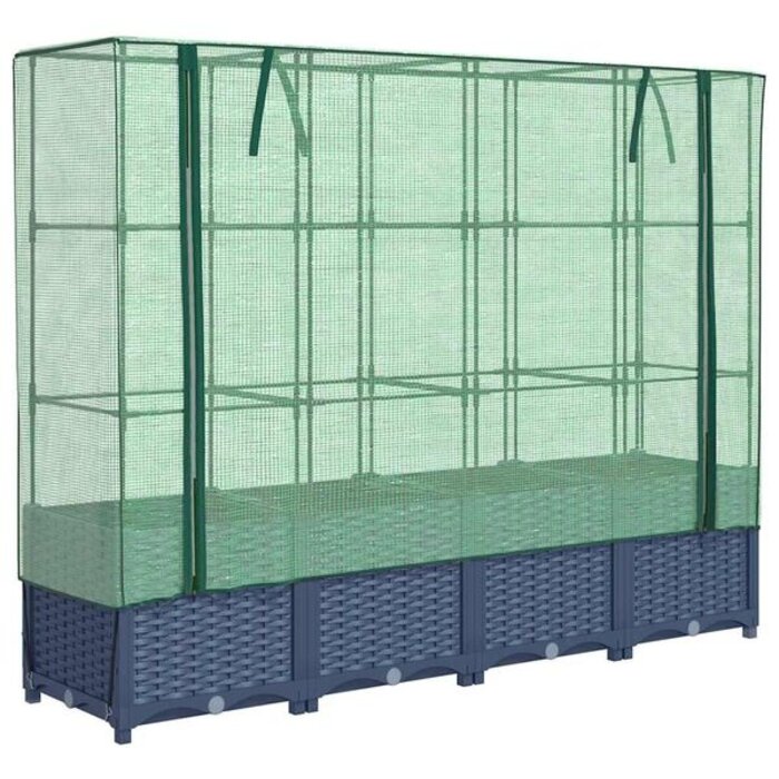 Vidaxl Jardinière surélevée avec serre - 160x40 cm - Gris foncé - Jusqu'à -34%