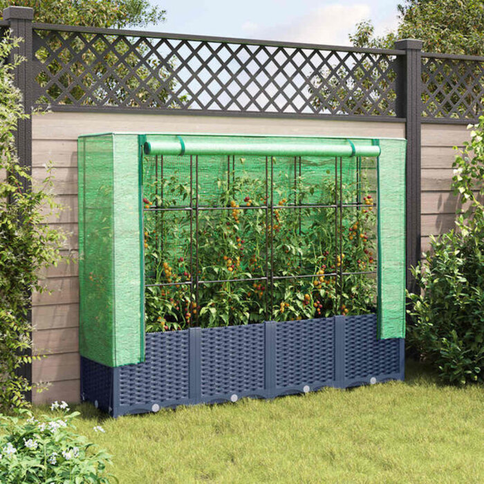 Vidaxl Jardinière surélevée avec serre - 160x40 cm - Gris foncé - Jusqu'à -34%