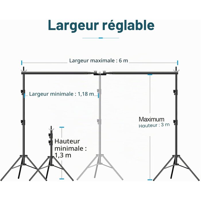 Support de fond studio 3m x 6m ajustable - Jusqu'à 35% de réduction