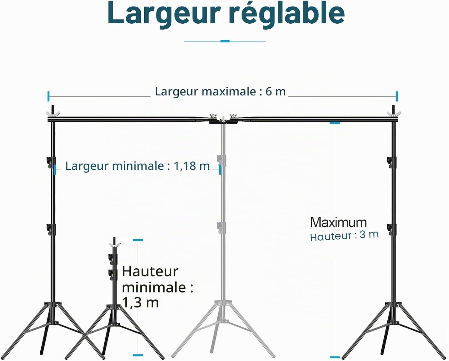Support de fond studio 3m x 6m ajustable - Jusqu'à 35% de réduction