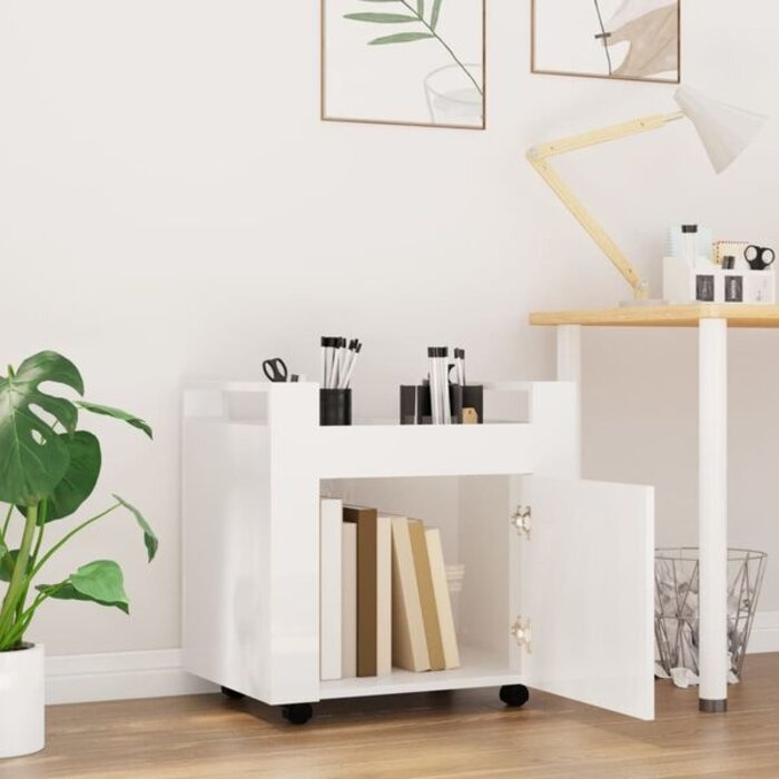 Vidaxl Caisson de bureau mobile 60x45x60 cm blanc brillant - Jusqu'à 33% de réduction