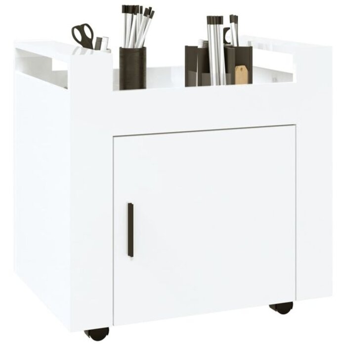 Vidaxl Caisson de bureau mobile 60x45x60 cm blanc brillant - Jusqu'à 33% de réduction