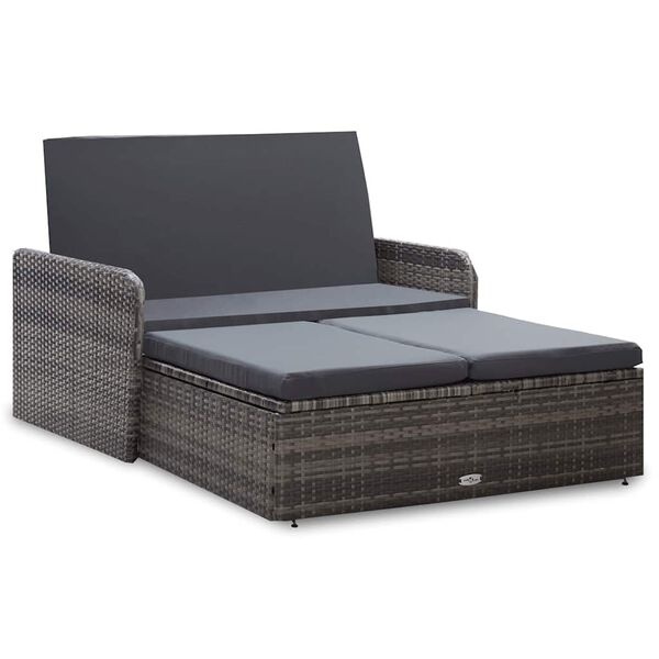 Vidaxl Salon de jardin 2 pièces en résine tressée gris - Jusqu'à -35%