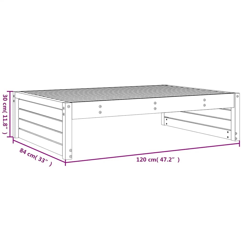 Vidaxl Repose-pieds de jardin bois massif 120x80cm - Jusqu'à 34% de remise
