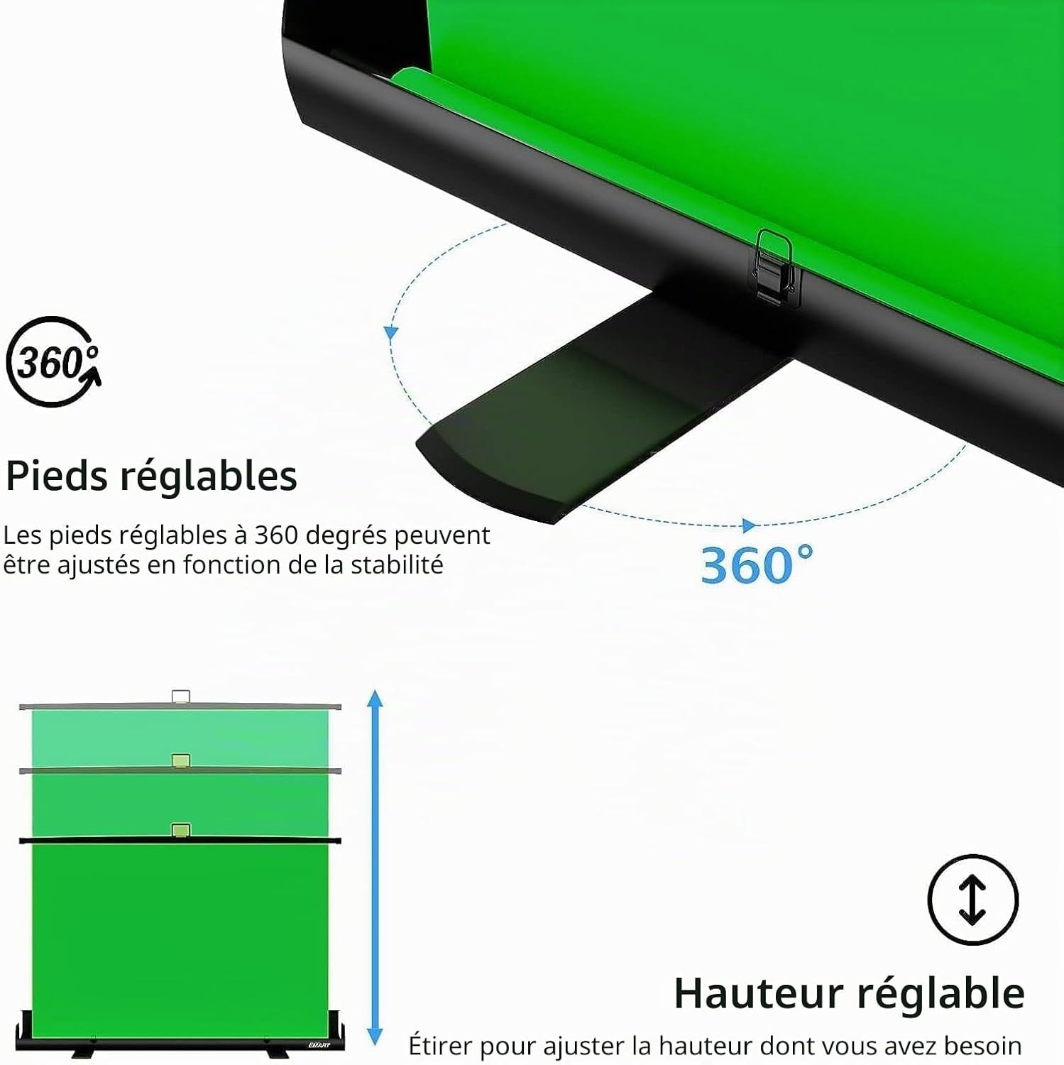Fond vert pliable 155x200cm pour studio et streaming - Jusqu'à -35%
