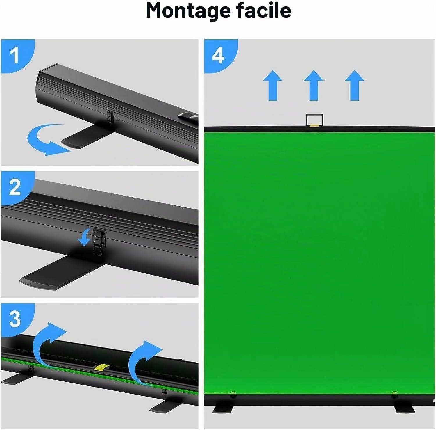 Fond vert pliable 155x200cm pour studio et streaming - Jusqu'à -35%