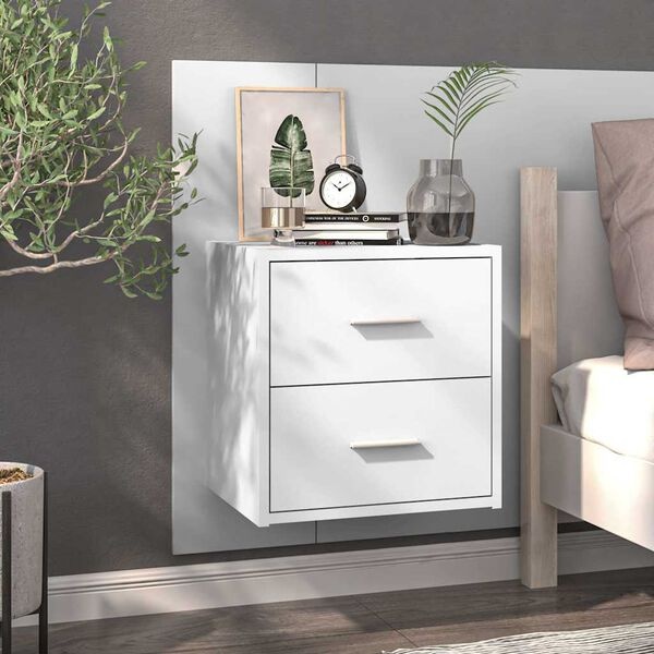 Vidaxl Table de chevet suspendue blanc brillant - Jusqu'à -31% sur notre sélection