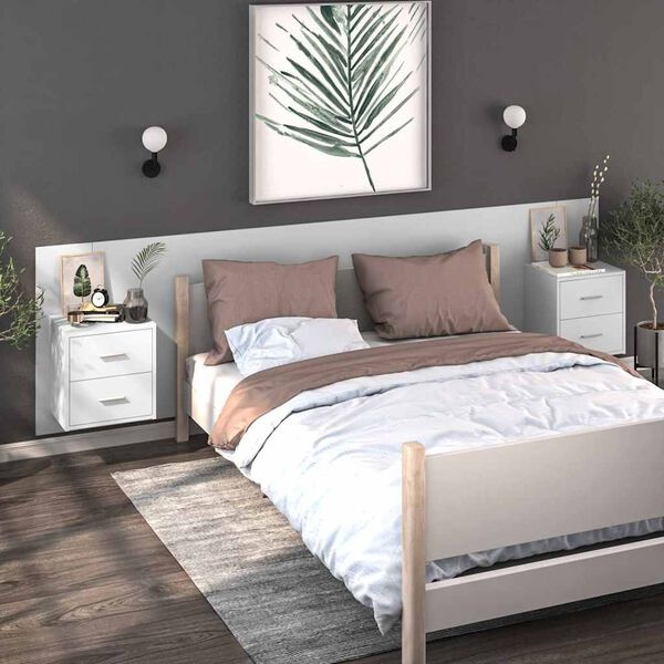 Vidaxl Table de chevet suspendue blanc brillant - Jusqu'à -31% sur notre sélection