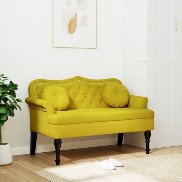 Vidaxl Banquette en velours jaune - Style classique - Jusqu'à -35% d'économie