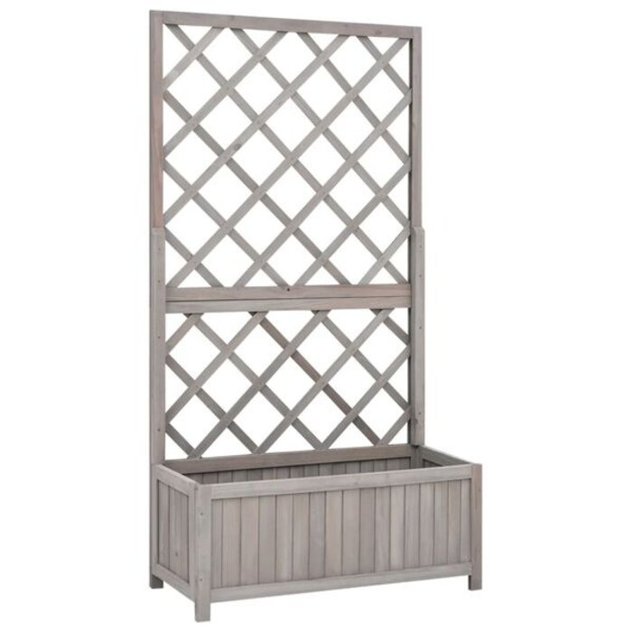 Vidaxl Jardinière avec treillis en bois de sapin - Gris - Jusqu'à -34%