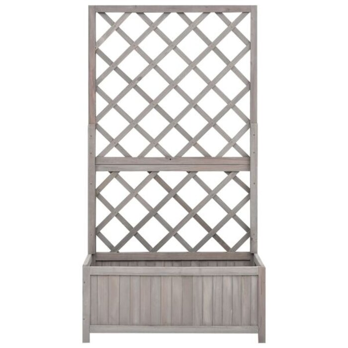 Vidaxl Jardinière avec treillis en bois de sapin - Gris - Jusqu'à -34%