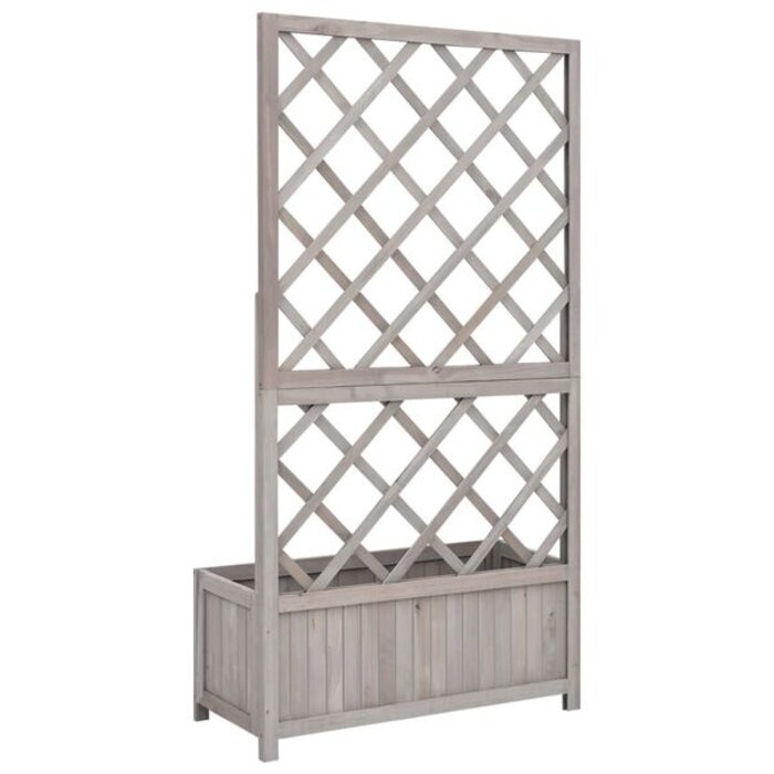 Vidaxl Jardinière avec treillis en bois de sapin - Gris - Jusqu'à -34%