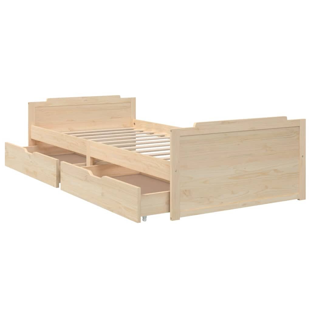 Vidaxl Lit 90x200 cm en pin massif avec tiroirs - Jusqu'à -35% d'économie