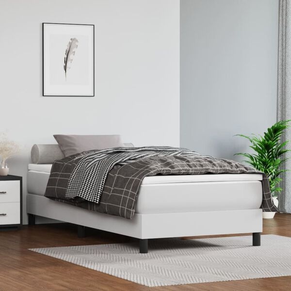 Vidaxl Cadre de lit en similicuir blanc 90x190 cm - Jusqu'à -33% sur l'outlet