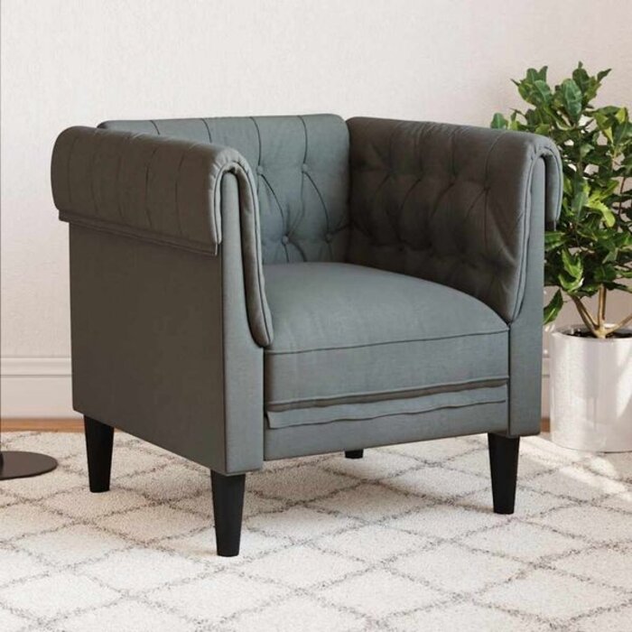 Vidaxl Fauteuil Chesterfield gris foncé - Style classique - Jusqu'à -35%