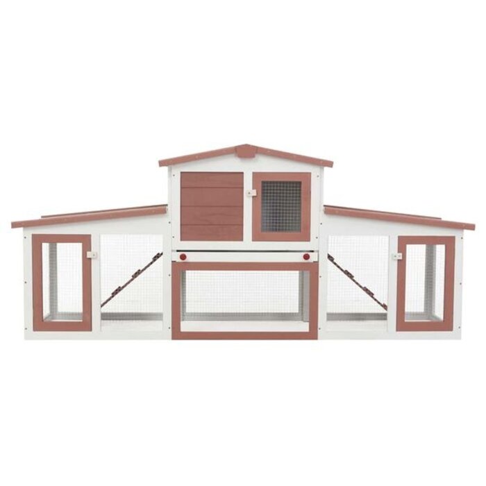 Vidaxl Grand clapier à lapins 204 cm - Bois - Jusqu'à 35% de remise