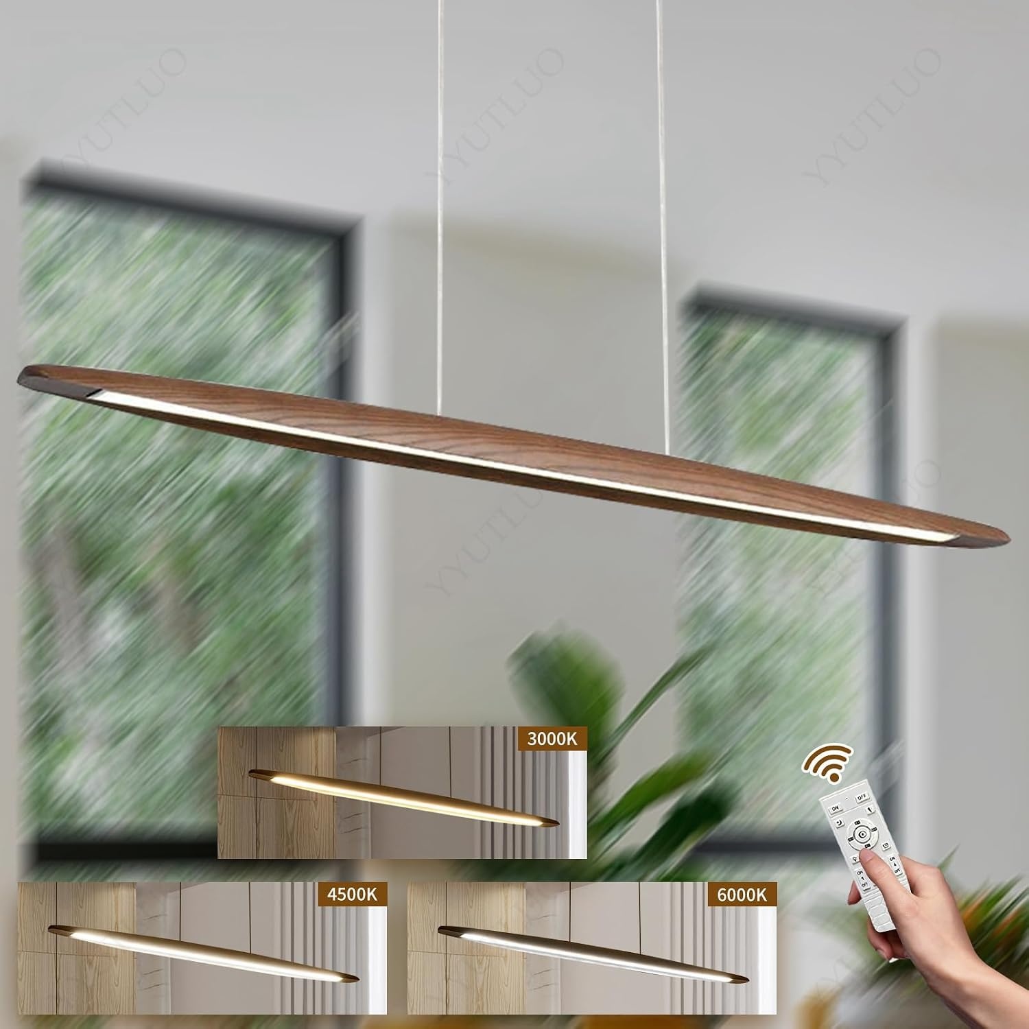 Suspension LED linéaire en bois 130 cm - Dimmable - Jusqu'à -34%